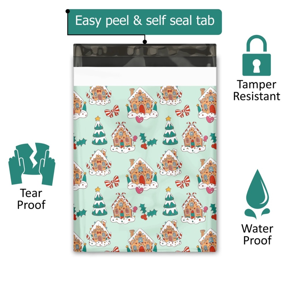 LAST SET!🏠 20 GINGERBREAD HOUSE Poly Mailers 10 x 13 inch - Picture 4 of 6